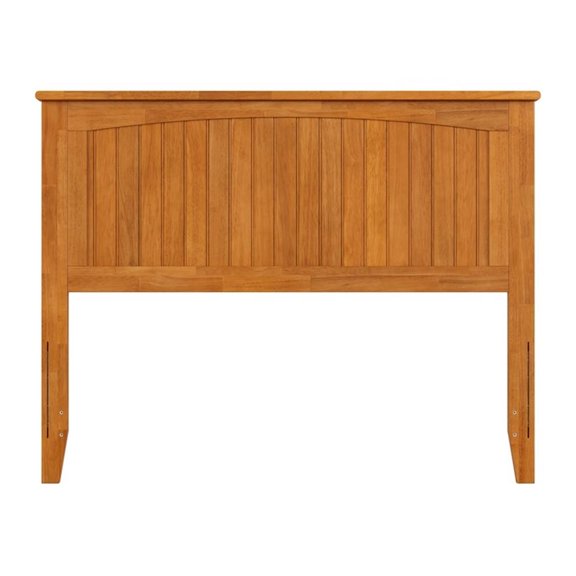 Pemberly Row Full Coastal Solid Wood Panel Headboard in Light Toffee