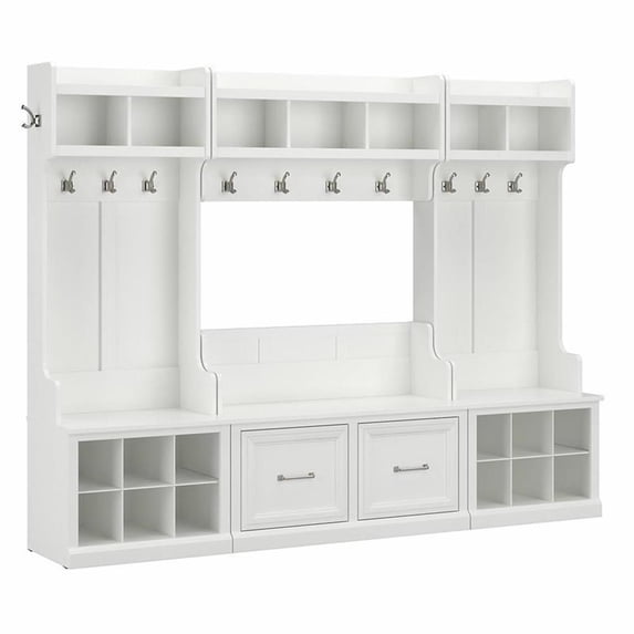 Pemberly Row Full Entryway Storage Set with Doors in White Ash ...