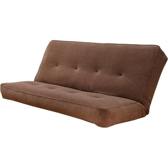 Pemberly Row Full Fabric Futon Mattress in Marmont Brown Mocha-Frame Not Included