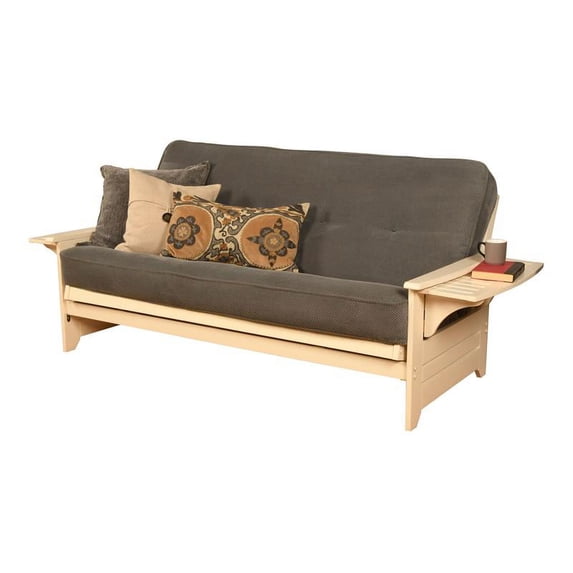Pemberly Row Full Futon with Fabric Mattress in Blue and Antique White