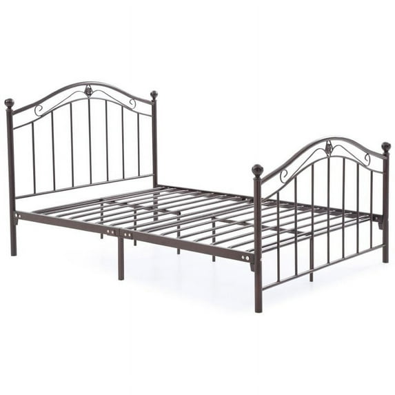 Pemberly Row Full Metal Panel Bed in Bronze