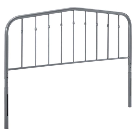 Pemberly Row Full Modern Powder Coated Iron Headboard in Gray
