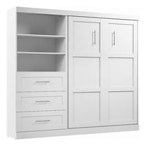 Pemberly Row Full Murphy Bed and Shelving Unit with Drawers (95W) in White
