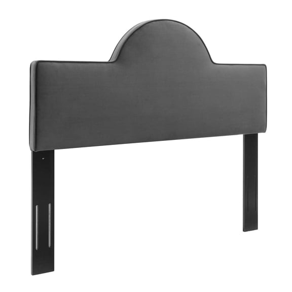 Pemberly Row Full/Queen Modern Performance Velvet Headboard in Charcoal