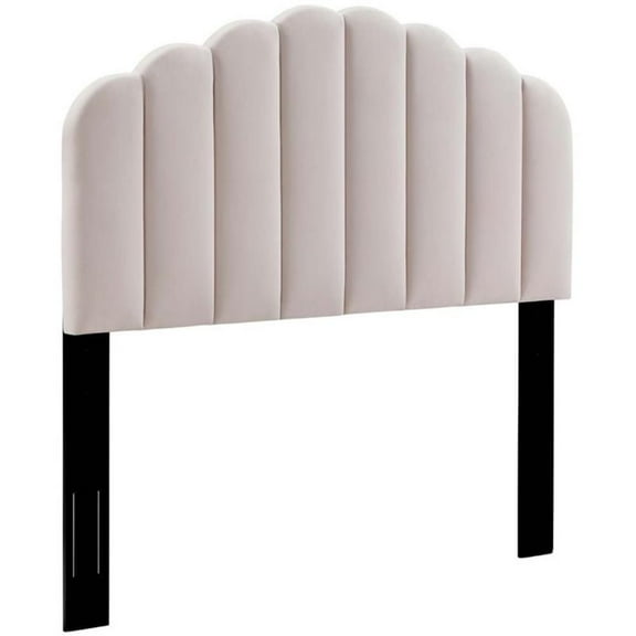 Pemberly Row Full/Queen Modern Performance Velvet Headboard in Pink