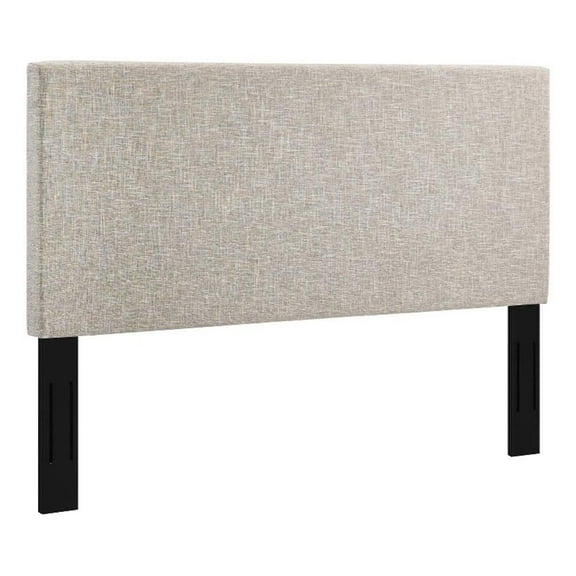 Pemberly Row Full/Queen Upholstered Linen Fabric Headboard in Beige