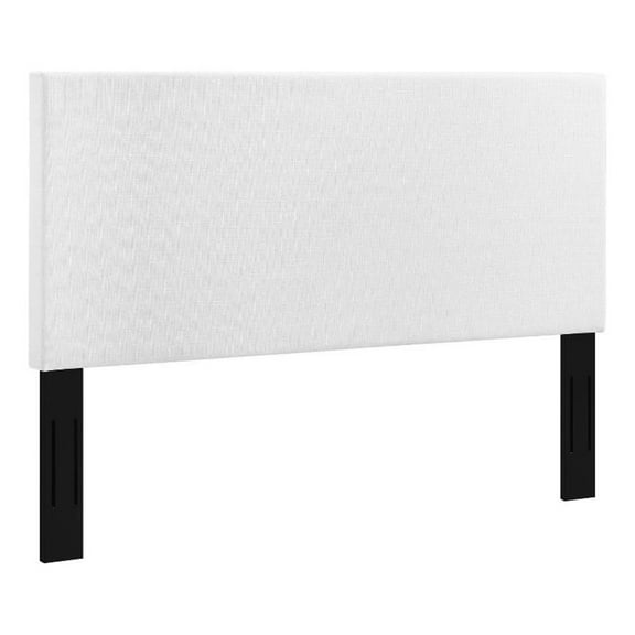 Pemberly Row Full/Queen Upholstered Linen Fabric Headboard in White