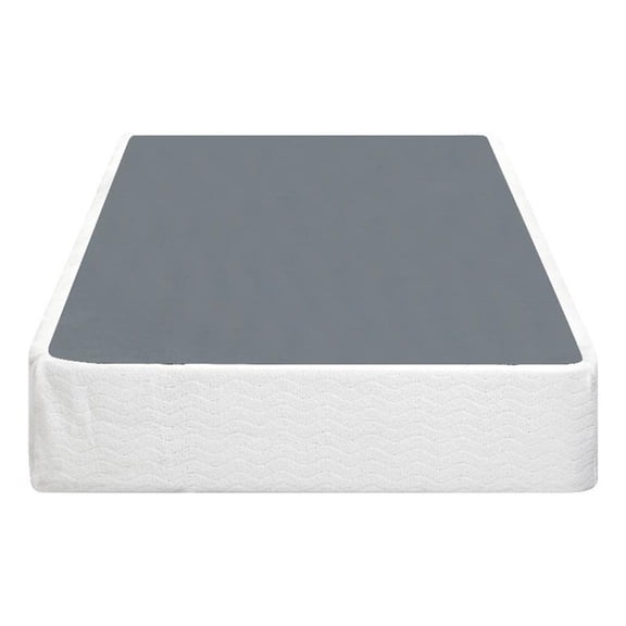 Pemberly Row Full Size 9 Inch Steel Mattress Foundation with 12 Slats in White