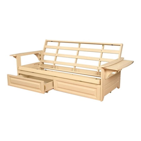 Pemberly Row Full Wood Frame with Storage Drawers in Antique White