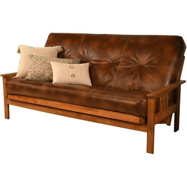 Pemberly Row Full-size Faux Leather Futon Mattress in Brown - Frame Not Included