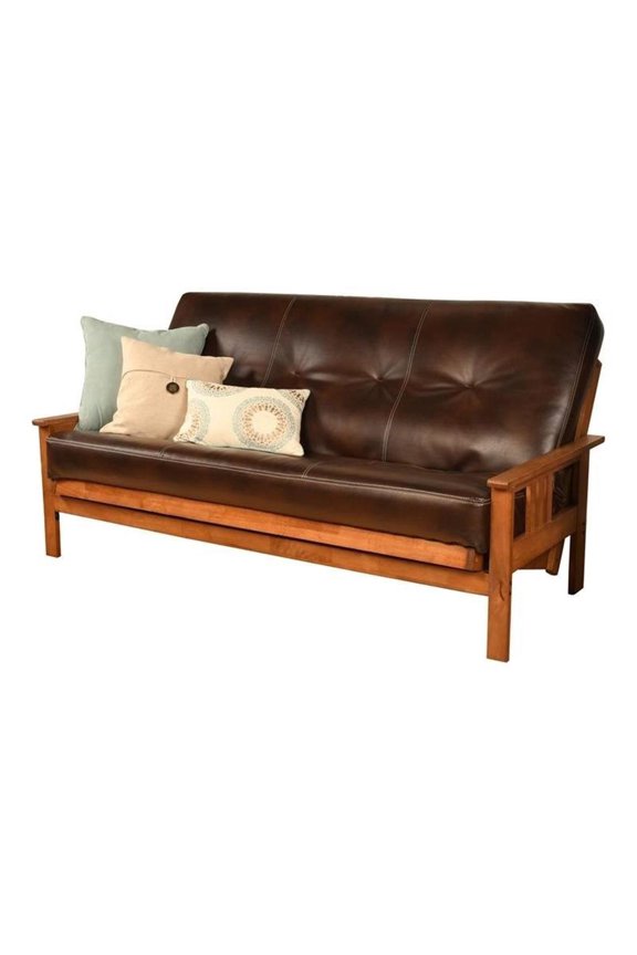 Full-size Faux Leather Futon Mattress in Java Brown-Frame Not Included