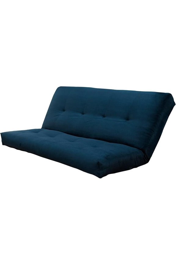 Full-size Suede Fabric Futon Mattress in Navy-Frame Not Included
