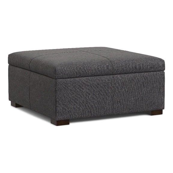 Pemberly Row Gabbie 36" Square Storage Ottoman in Slate Grey Fabric