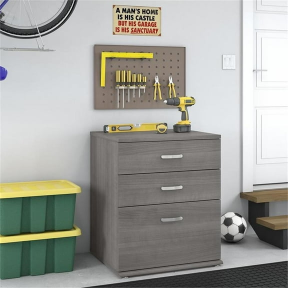 Pemberly Row Garage Storage Cabinet with Drawers in Platinum Gray - Wood