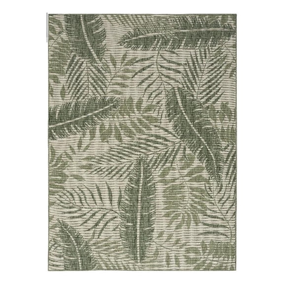 Pemberly Row Garden Oasis 48"x72" Outdoor Polypropylene Fabric Rug - Green/Ivory