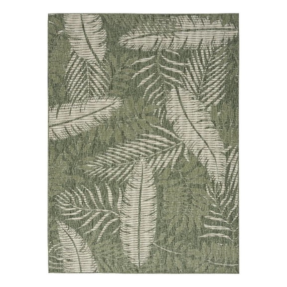 Pemberly Row Garden Oasis 48"x72" Outdoor Polypropylene Fabric Rug - Green/Ivory