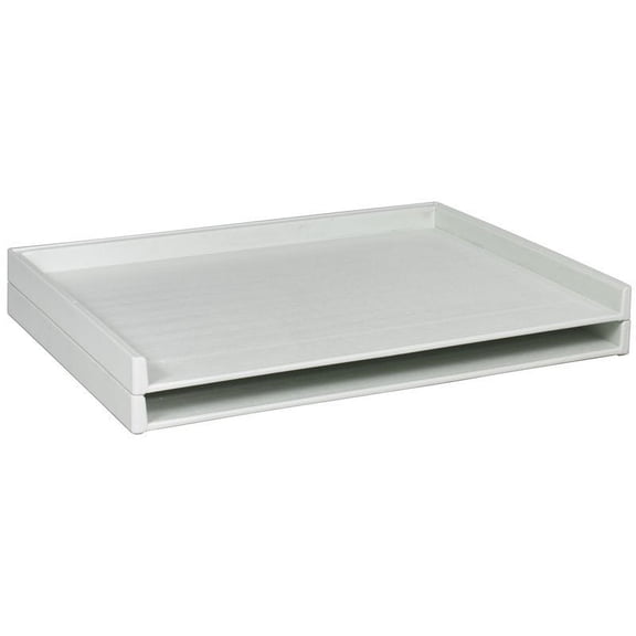Pemberly Row Giant Stack Plastic File Tray for 30"x 42" Documents in White (Set of 2)