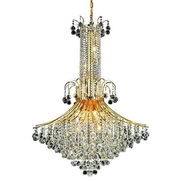 Pemberly Row Glam 35" 16 Light Royal Crystal Chandelier in Gold