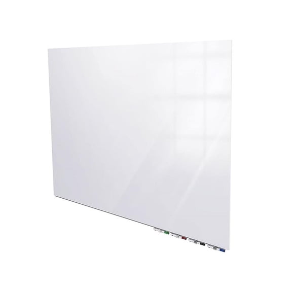 Pemberly Row Glass 4' x 5' Low Porifle 1/4" Horizontal Glassboard in White Back