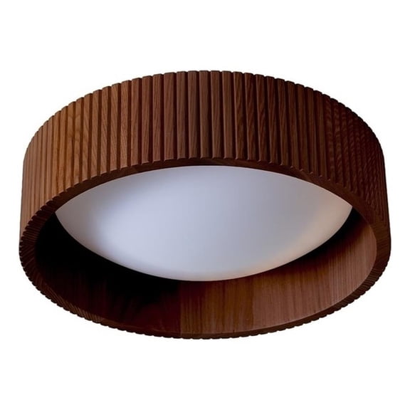 Pemberly Row Glass Diffuser Brass Walnut Dimmable 14" Flush Mount Ceiling Light