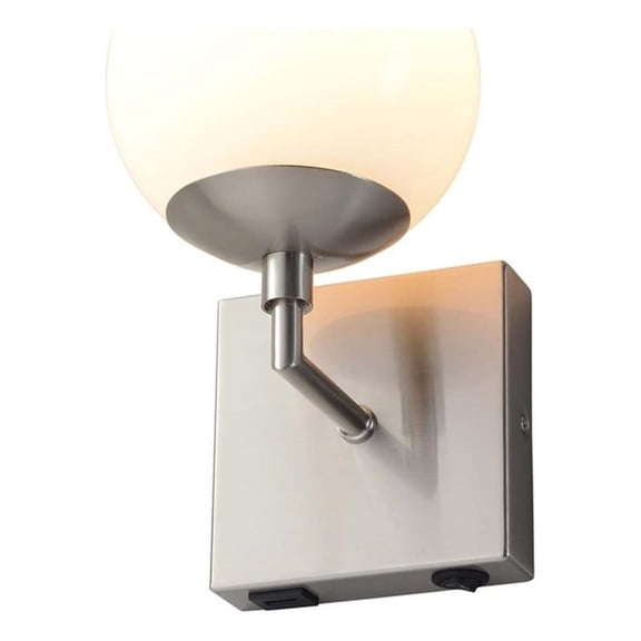 Pemberly Row Globe Wall Sconce - 10' Satin Nickel Plug-in with Rocker Switch