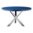 thumbnail image 1 of Pemberly Row Gloss Lacquer & High Polished Steel Metal Dining Table in Navy, 1 of 5