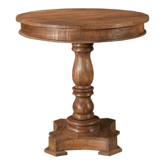 Pemberly Row Golden 30" Round Farmhouse Solid Wood Bistro Table in Brown