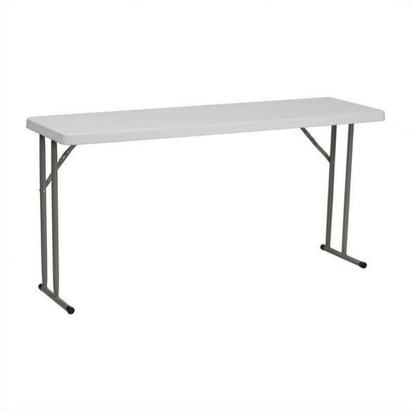 Pemberly Row Granite Plastic Folding Training Table in White