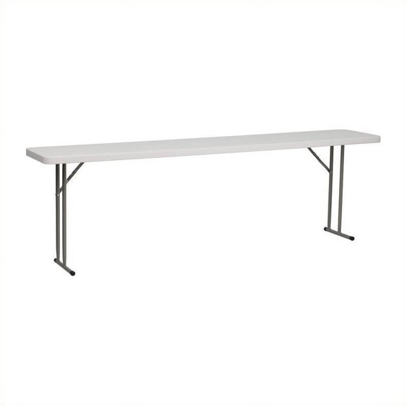 Pemberly Row Granite Plastic Folding Training Table in White