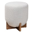 thumbnail image 1 of Pemberly Row Gray Boucle Fabric and Walnut Brown Wood Ottoman Footstool, 1 of 8