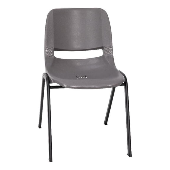 Pemberly Row Gray Ergonomic 16" Stack Chair with Black Frame