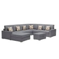 thumbnail image 1 of Pemberly Row Gray Fabric 7Pc Reversible Chaise Sectional Sofa Storage Ottoman, 1 of 7