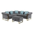 thumbnail image 1 of Pemberly Row Gray Velvet 5-Seater Sectional Sofa with Storage Ottoman, 1 of 3