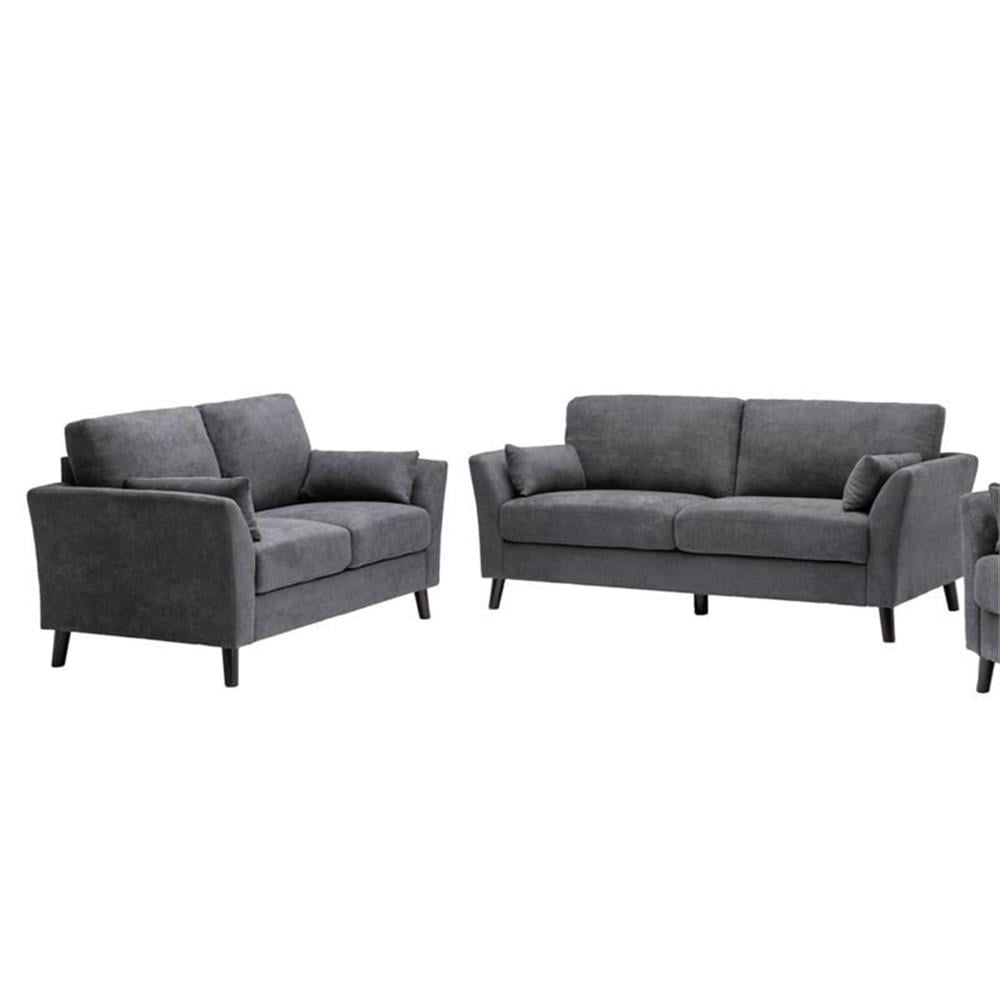 Pemberly Row Gray Woven Fabric Sofa Loveseat Living Room Set - Walmart.com