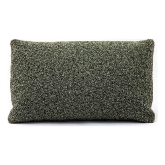 Pemberly Row Green Long Mohair 20" x 12" Rectangular Vegan-Down Pillow