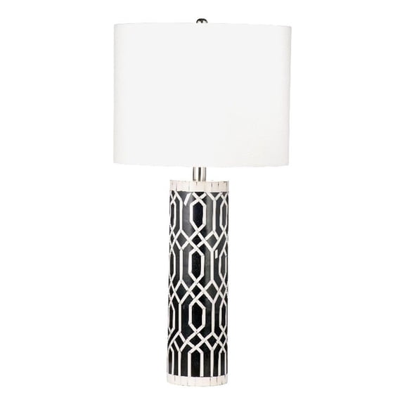 Pemberly Row Hand Crafted Bone and Resin Table Lamp in Black