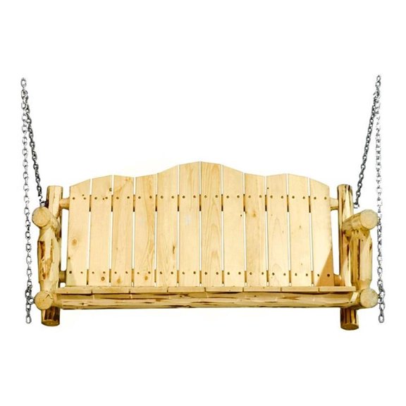 Pemberly Row Handcrafted Transitional Wood Porch Swing in Gold