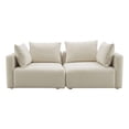 thumbnail image 1 of Pemberly Row Handmade Contemporary Accent Cream Linen Loveseat, 1 of 4
