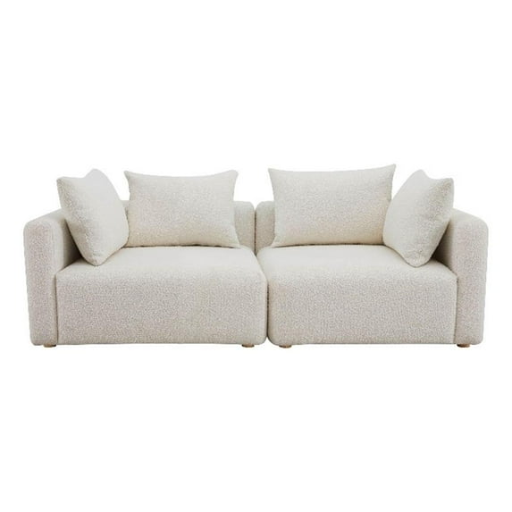 Pemberly Row Handmade Contemporary Cream Upholstered Loveseat