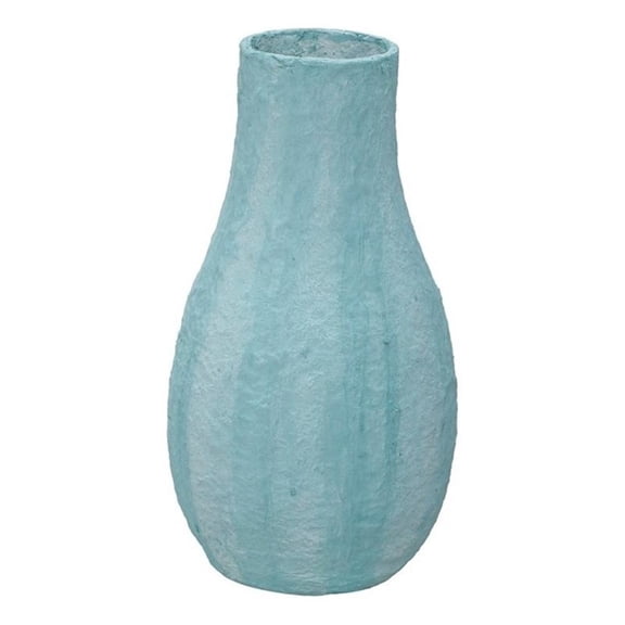 Pemberly Row Handmade Transitional Cotton Mache Vase in Cloudy Blue