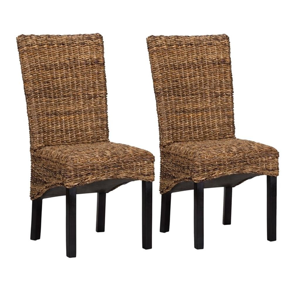 Pemberly Row Handwoven Rattan Dining Chair in Natural Brown Set of 2 ...