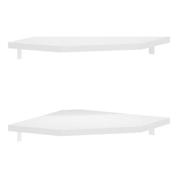 Pemberly Row Hexagon Corner Floating Shelves in Wall Mount Display Set of 2