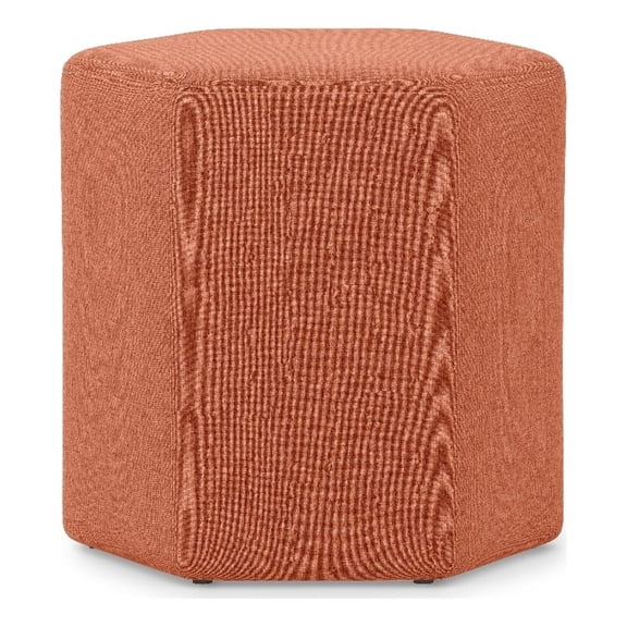 Pemberly Row Hexagon Footstool in Dusty Orange Linen Look Fabric