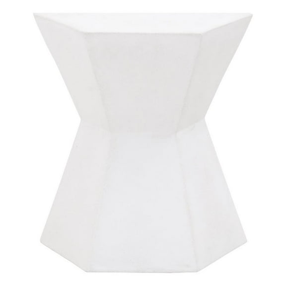 Pemberly Row Hexagon Hourglass Concrete Accent Table in Ivory