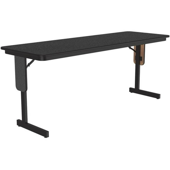 Pemberly Row High Pressure Folding Seminar Table with Panel Leg - Black Granite