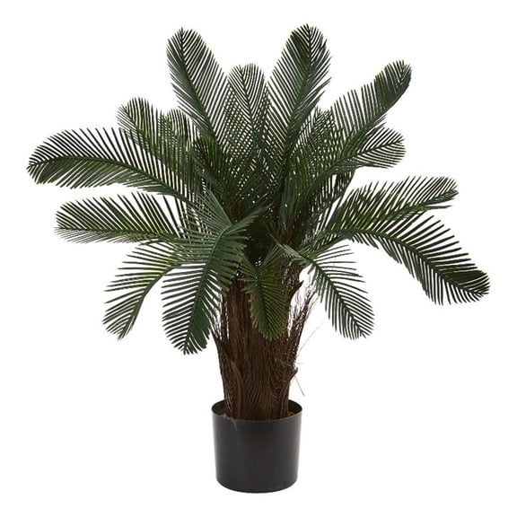 Pemberly Row Indoor/Outdoor 24" Cycas Artificial Tree UV Resistant Green/Black