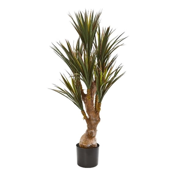 Pemberly Row Indoor/Outdoor 46" Yucca Artificial Tree UV Resistant Green/Black