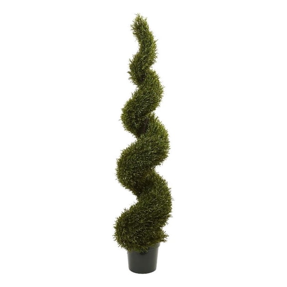 Pemberly Row Indoor/Outdoor 72" Rosemary Spiral Tree in Green/Black