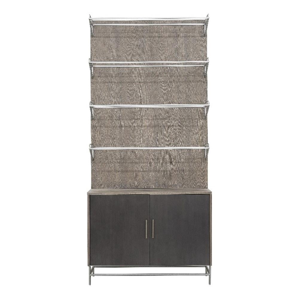 Pemberly Row Industrial 4 Shelf Bookcase w/ Cabinet in Brown Wood ...