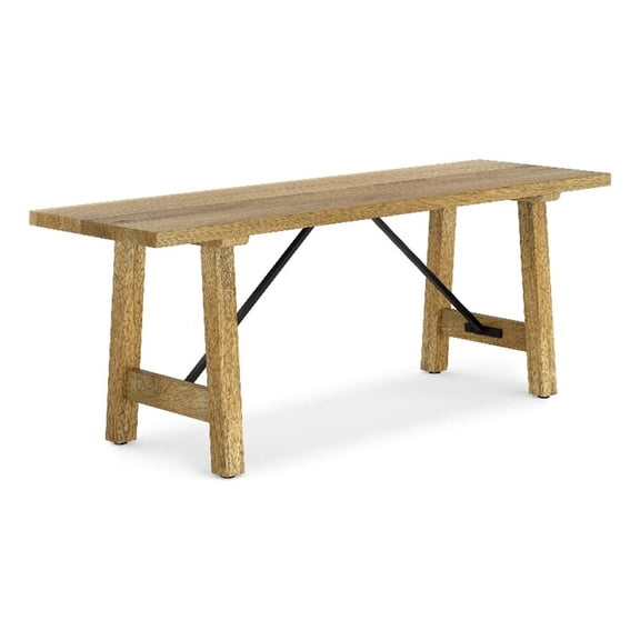Pemberly Row Industrial 47" Wide Mango Hardwood Bench in Natural
